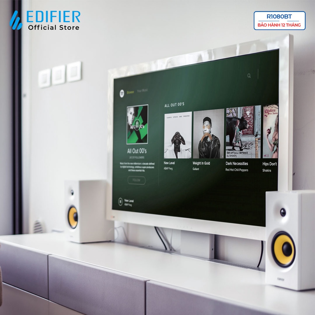 Loa bluetooth 5.0 EDIFIER R1080BT Bookshelf active Công suất 24W Xử lý tín hiệu số Bass driver 4 inch Hàng chính hãng
