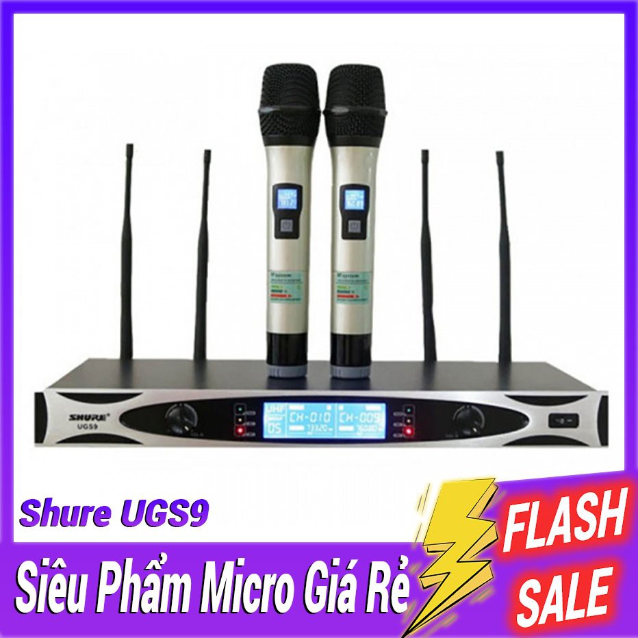 [Mã 154ELSALE2 giảm 7% đơn 300K] [GIÁ HỦY DIỆT ĐẦU THU + 2 MICRO] MICRO 4 RÂU KHÔNG DÂY SHURE UGS 9 XỊN SÒ