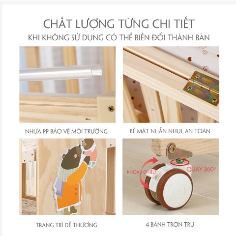 Giường Cũi Đa Năng 6 in 1 cho Bé Kidssun Tặng Bộ Quà 5 Sản Phẩm An Toàn Tiện Lợi Bảo Hành 3 Năm