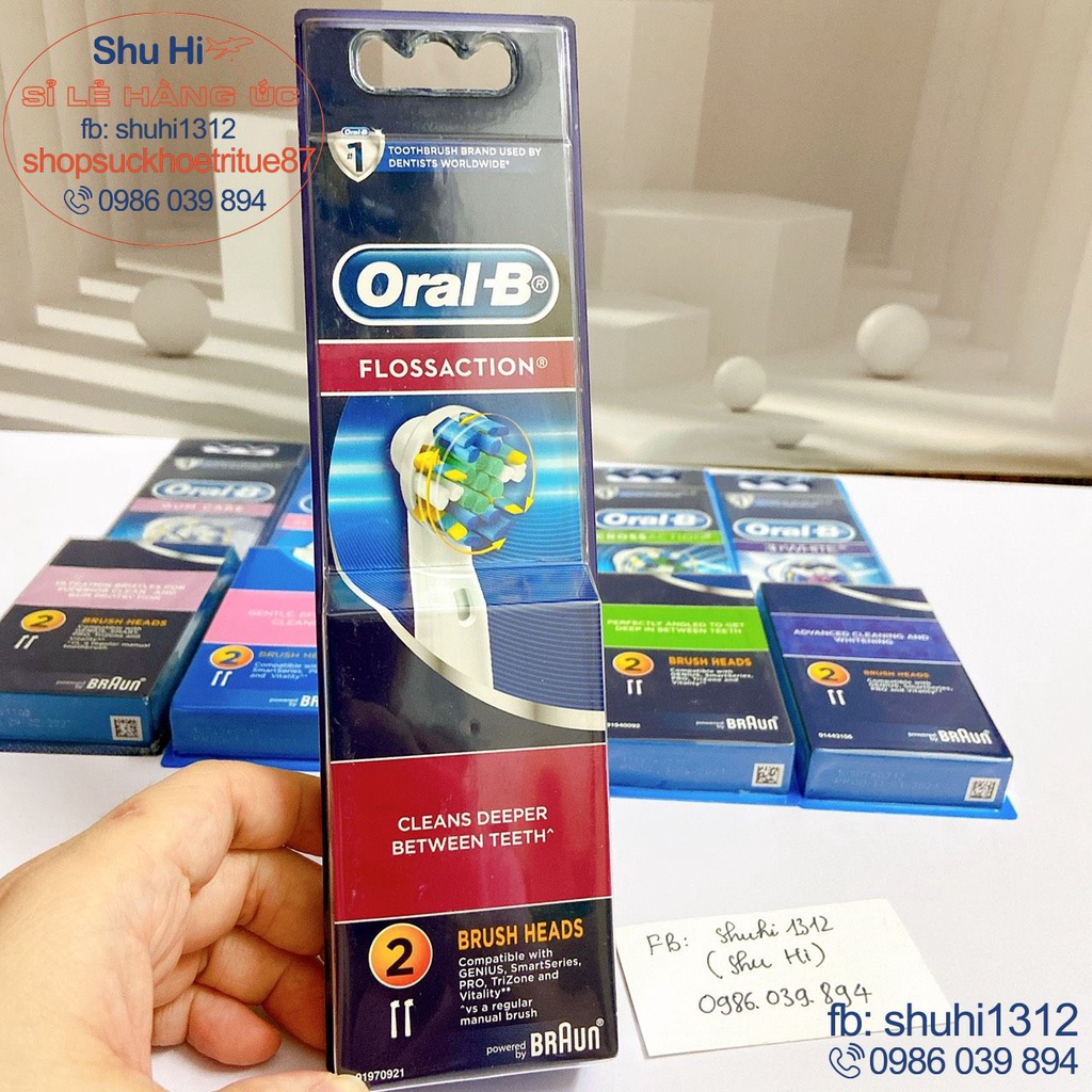 Đầu bàn chải điện thay thế oral b: prowhite, floss action, cross, precision, gum care, sensitive, bé trai, bé gái elsa