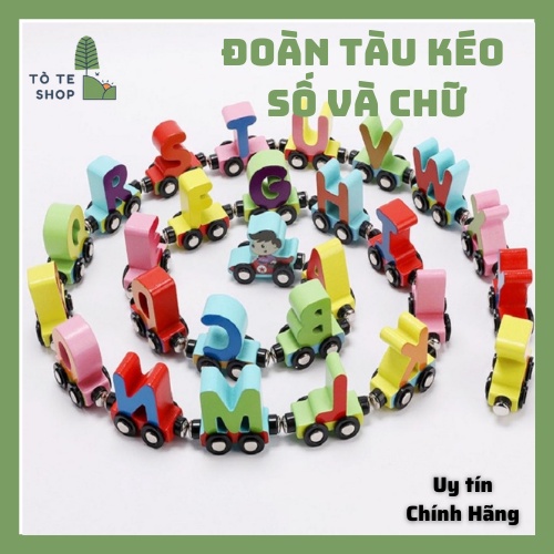 Đoàn Tàu Kéo Số Và Chữ Nam Châm, Đồ Chơi Gỗ Giáo Dục Phát Triển Trí Tuệ Cho Bé