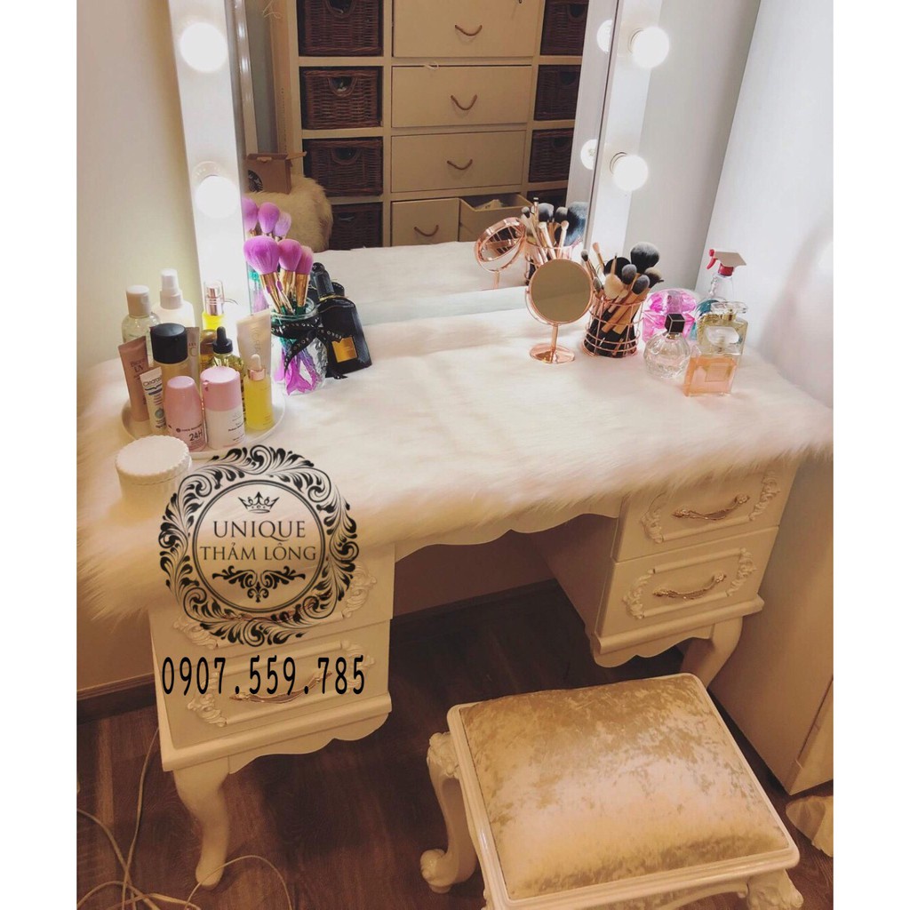 Thảm Lông Trải Bàn Trang Điểm, Ghế, Kệ Tủ