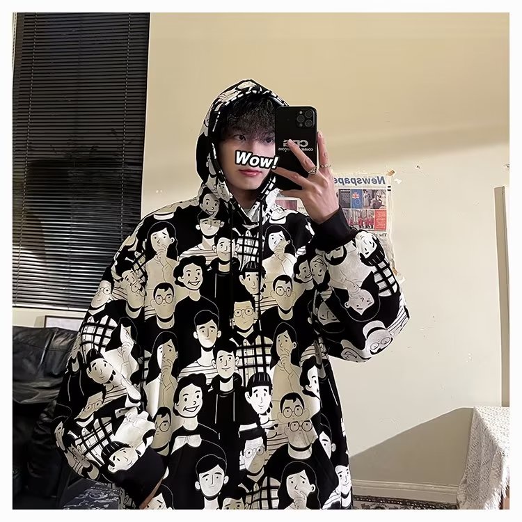Áo Hoodie Nam Tay Dài In Hình Chân Dung Hoạt Hình Size M-7XL