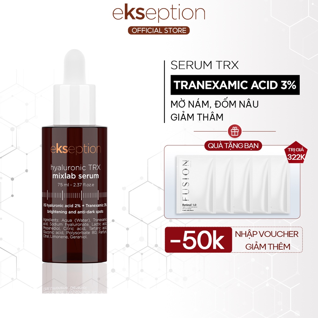 Serum HA + 3% Tranexamic acid mờ nám, sáng da Ekseption Hyaluronic TRX 75ml