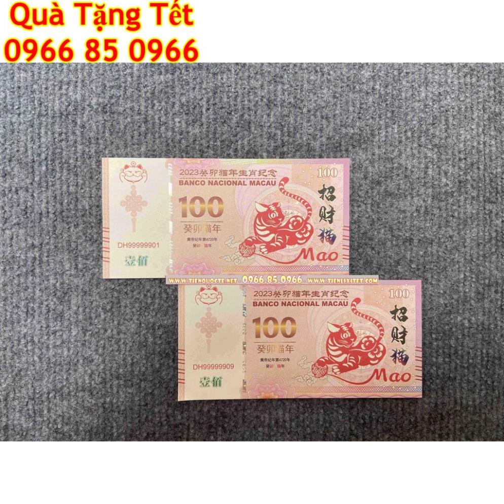 [GIẢM GIÁ] Lì xì tết Tờ Tiền 100 Macao may mắn hình con mèo 2023 - Combo 2 tờ, tặng kèm bao đỏ