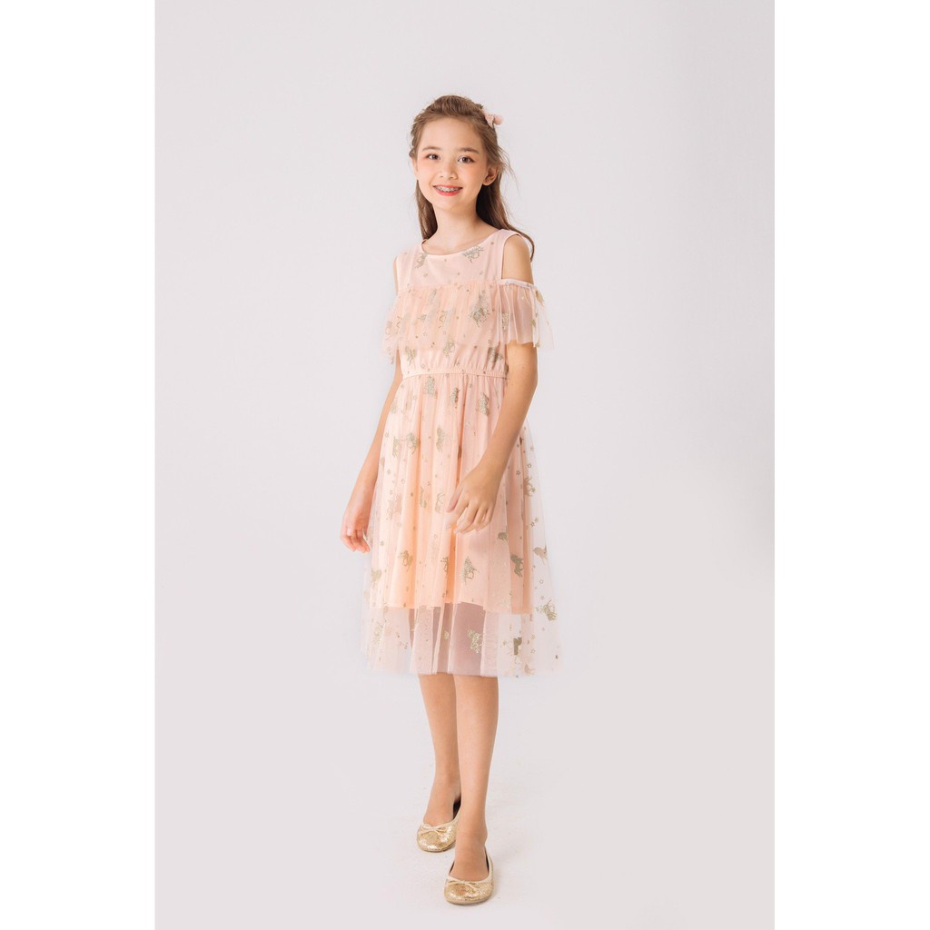 Đầm Bé Gái M.D.K Cropped Shoulder Fancy Midi Dress M.D.K - xinh xắn, dễ thương