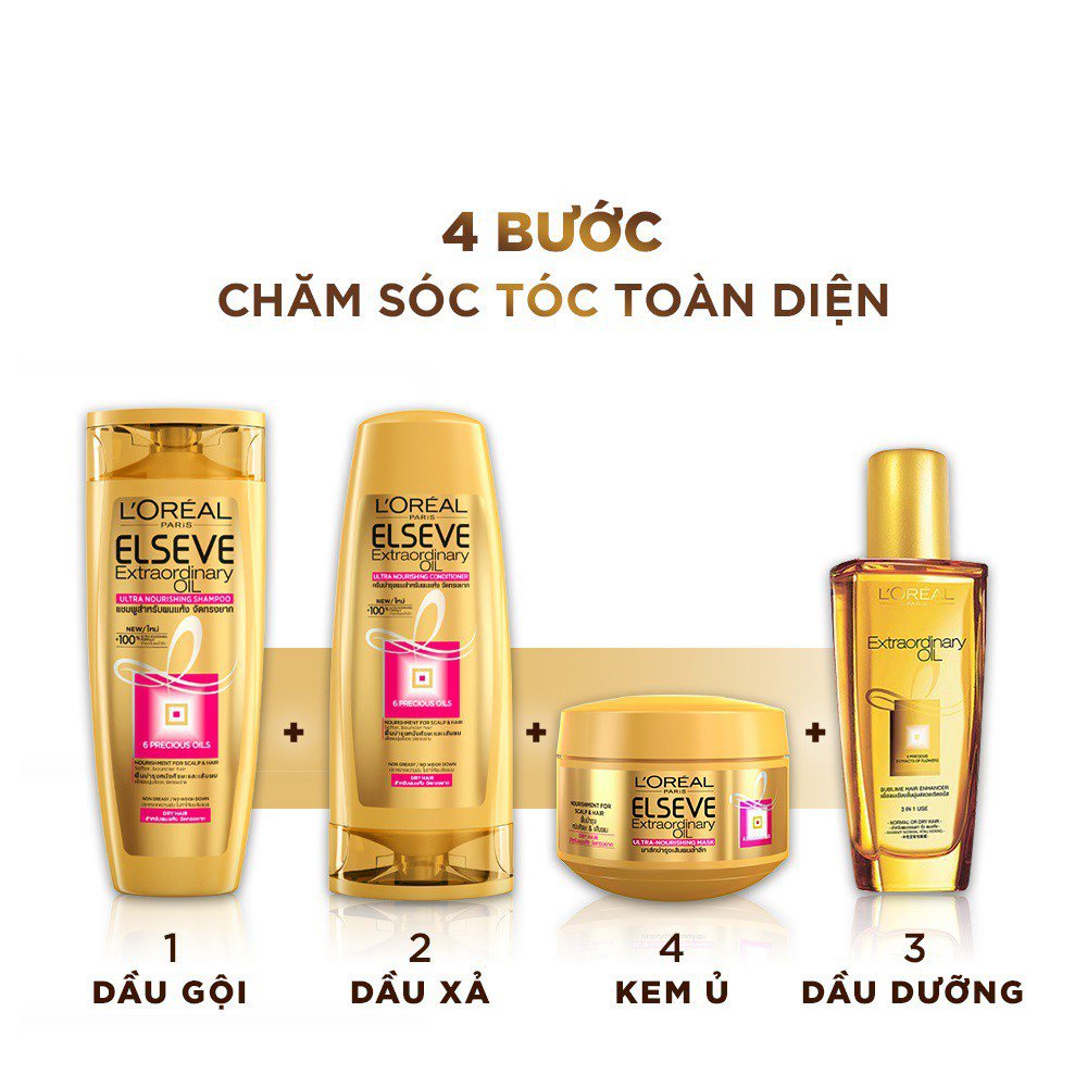 Dầu gội xả Loreal Elseve suôn mượt tóc phục hồi hư tổn 130ml