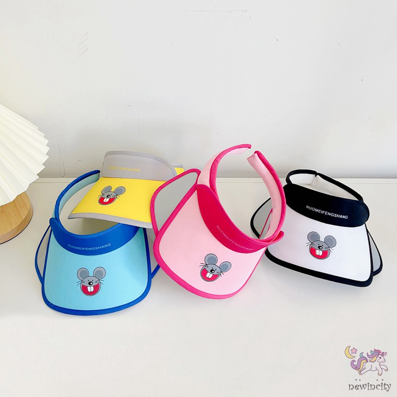 Mũ rộng vành hở chóp che nắng chống tia UV họa tiết hoạt hình phong cách Hàn Quốc thời trang dành cho trẻ em