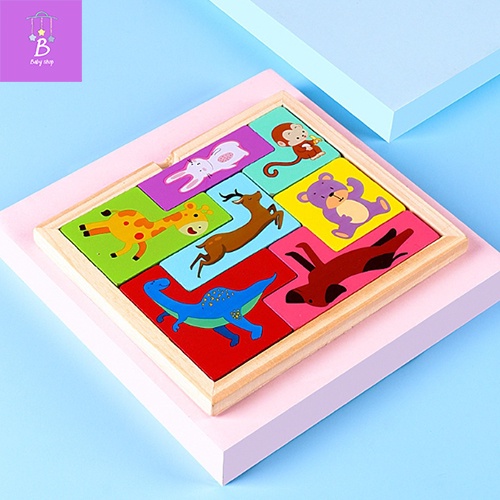 Bộ xếp hình Tangram, Ghép Hình Tetris 40 chi tiết Đồ Chơi Gỗ MONTESSORI- Đồ Chơi Thông Minh Trí Tuệ