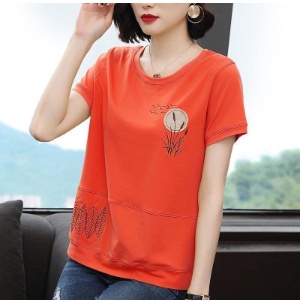 Áo Thun Tay Ngắn In Họa Tiết Phong Cách Phương Tây Thời Trang Mùa Hè Cho Phụ Nữ Trung Niên