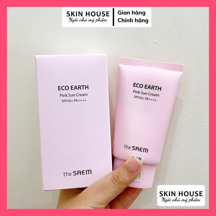 Kem chống nắng The Saem Eco Earth Pink Sun Cream 50g - Kem Chống Nắng Ngăn Ngừa Tia UVA và UVB The Saem Eco Earth