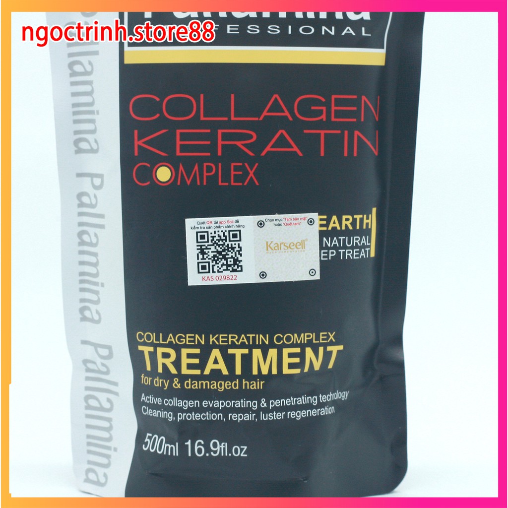 Ủ tóc Pallamina Keratin collagen, kem xả tóc siêu phục hồi tóc nát hàng công ty chính hãng túi 500ml | BigBuy360 - bigbuy360.vn