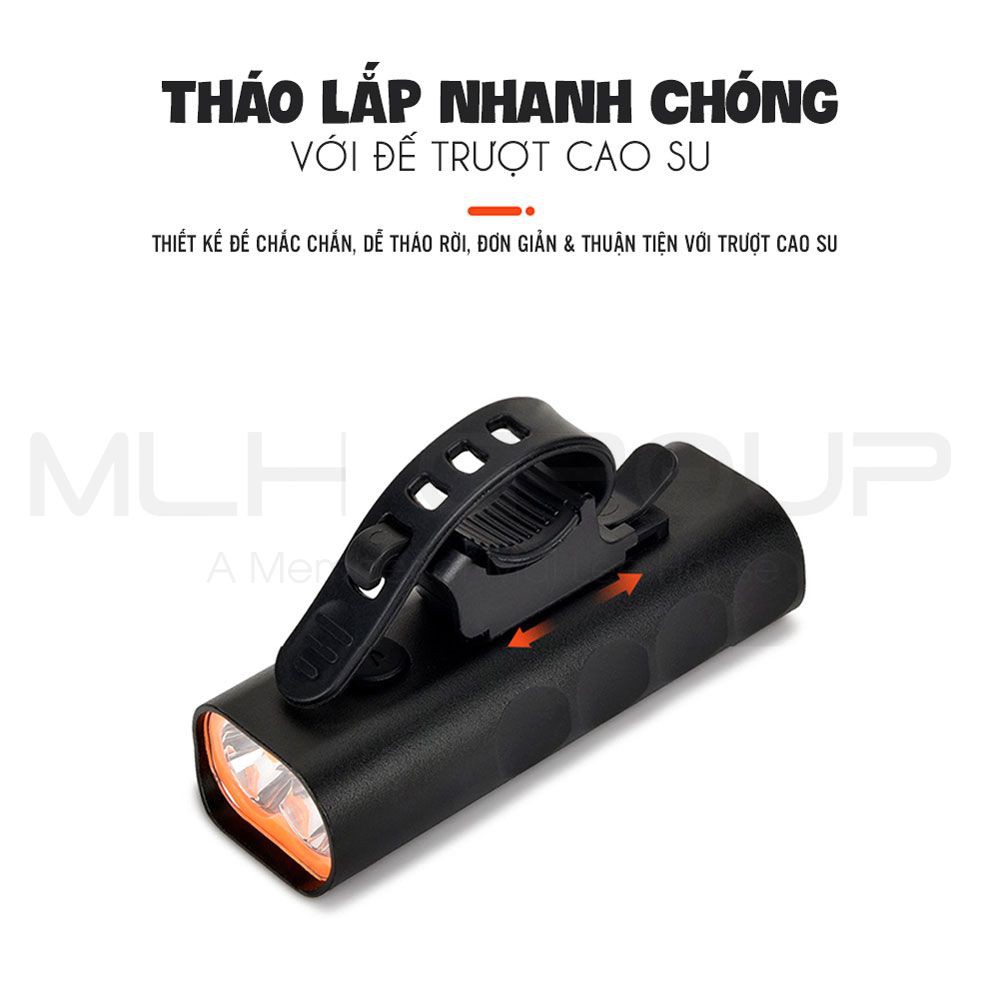 Đèn Pha Trước Xe Đạp Siêu Sáng Sạc Điện Usb Với Ánh Sáng Mạnh Chống Nước Nhỏ Gọn Nhiều Chế Độ Sáng Tiện Dụng MLH