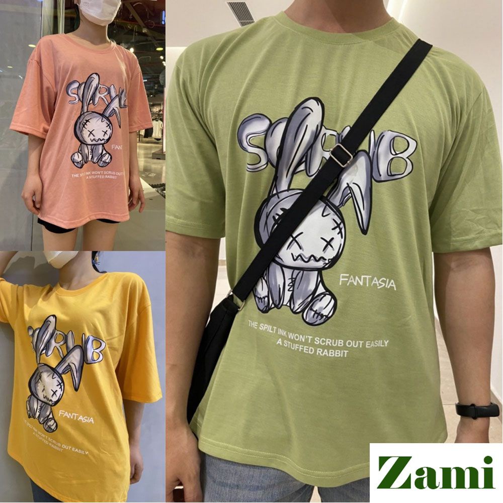 Áo Thun Nam Nữ Unisex Phom Rộng Chất Cotton Mát Thời Trang Style Ulzzang Giá Rẻ In Hình Thỏ Rabbit ZT23 Zami | BigBuy360 - bigbuy360.vn