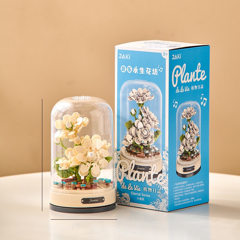 Đồ chơi lắp ráp DIY hoa hộp nhạc có chuyển động hãng Jaki