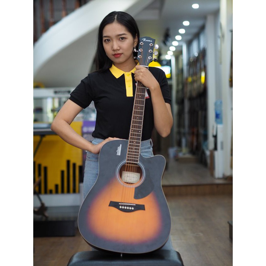 Đàn Guitar Acoustic Rosen G11 tặng kèm phụ kiện - Đàn gỗ thịt, nhiều màu lựa chọn