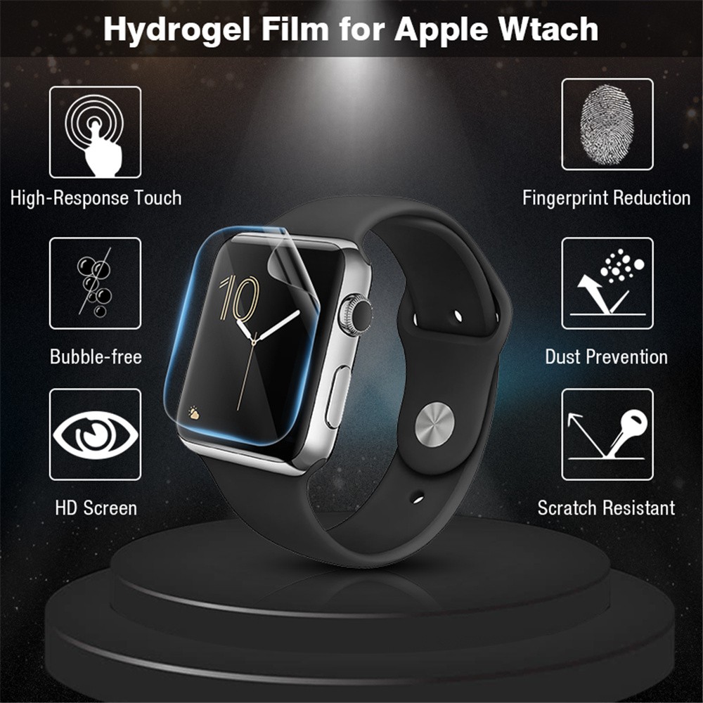 Kính cường lực viền cong 3D cho đồng hồ thông minh Apple Watch 38 40 42 44mm T500 T5 FT50 K90 W26 iWatch Series 1/2/3/4/5/SE/6