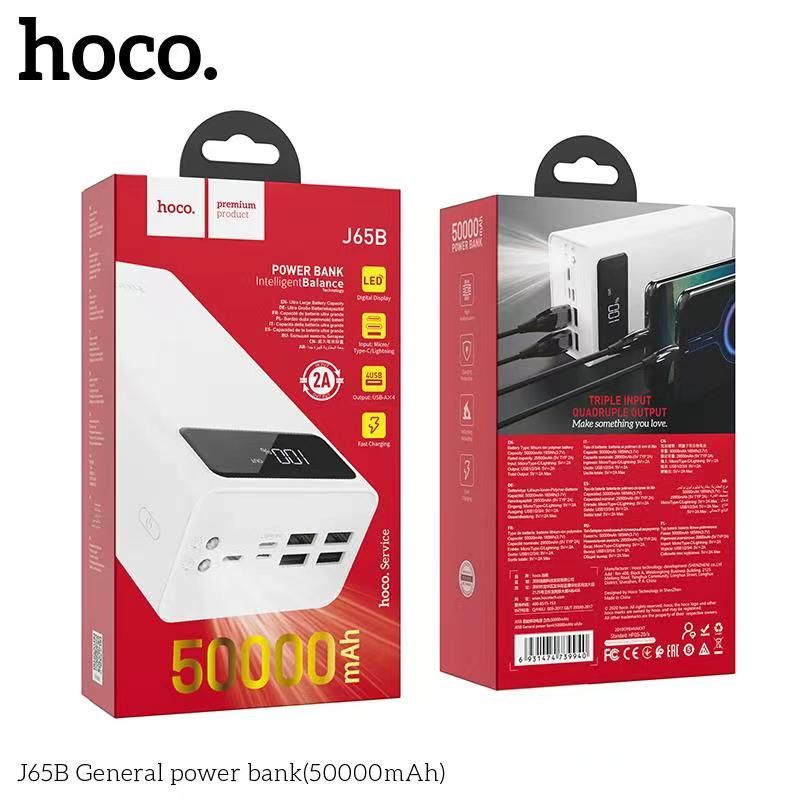 Sạc Dự Phòng 30000mAh 40000mah 50000mah hoco Hỗ Trợ 4 Cổng USB - Bảo Hành Chính Hãng 12 Tháng
