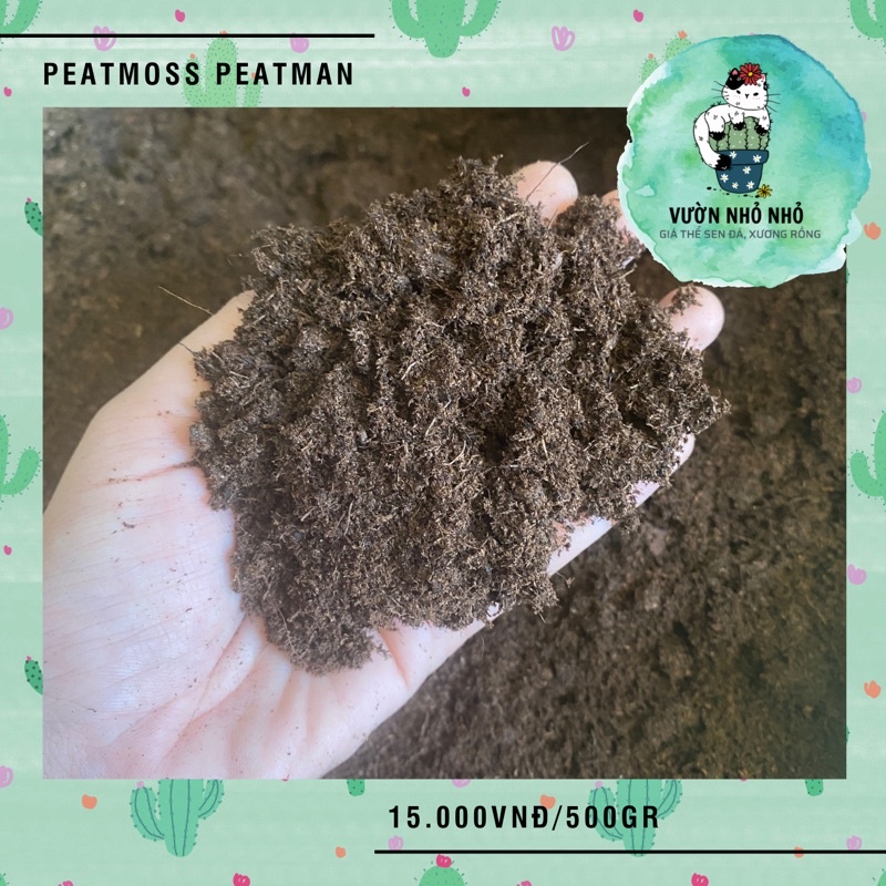 500gr Đất hữu cơ Peatmoss than mùn rêu trộn giá thể trồng rau, cây cảnh, sen đá, xương rồng, gieo hạt - Vườn Nhỏ Nhỏ