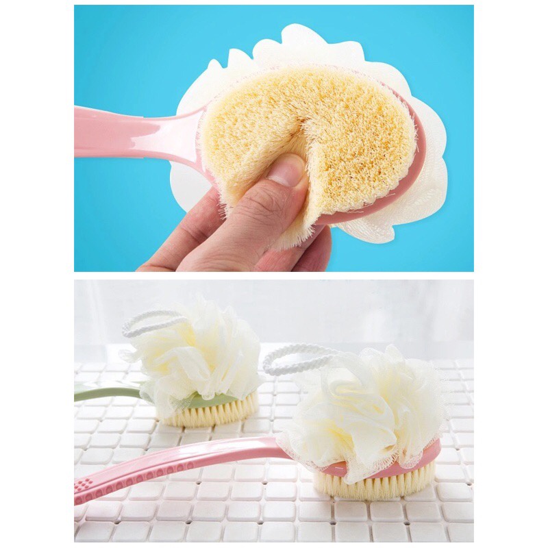Cây bàn chải cọ lưng kèm bông tắm - Tiện dụng
