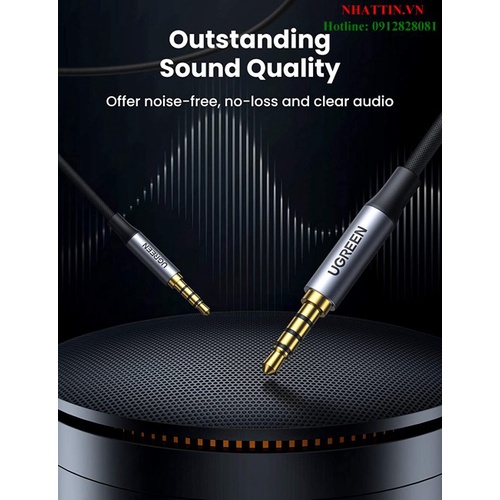 Cáp âm thanh AUX 3.5mm 2 đầu dương 4 cực bện nylon hỗ trợ mic Ugreen cao cấp