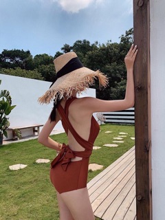 [HÀNG CHUẨN - CÓ SẴN] Bikini một mảnh xẻ ngực cam đất
