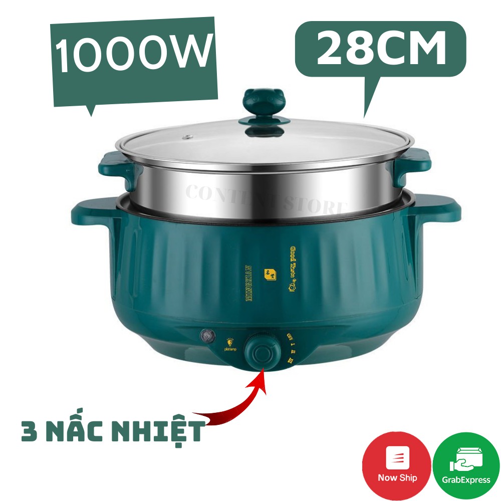 Nồi Lẩu Mini 3 NẤC NHIỆT 28cm,26cm Kèm Giá Hấp Inox, Nồi Lẩu Gia Đình Chống Dính Vân Đá Có Thể Chiên,Xào,Hầm,Nấu Cơm