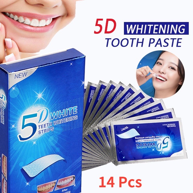 miếng dán trắng răng Tờ Miếng dán Trắng răng 5D White Teeth Whitening Stripss MagicBeauty Bộ 14 Thanh Tẩy Trắng Răng An Toàn Chăm Sóc Răng Miệng