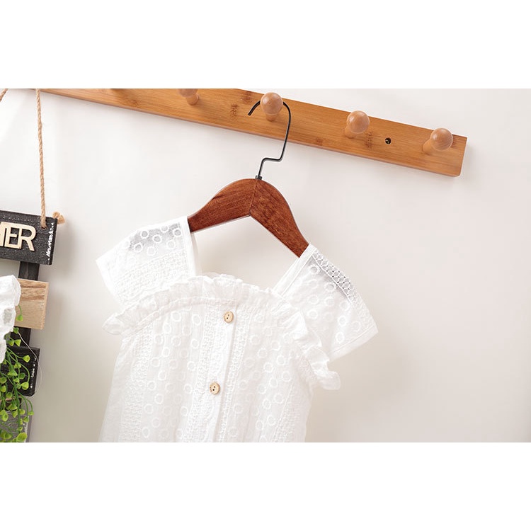 Áo liền quần Ren Màu Sắc Ngọt Ngào + Mũ Cho Bé Gái Sơ Sinh