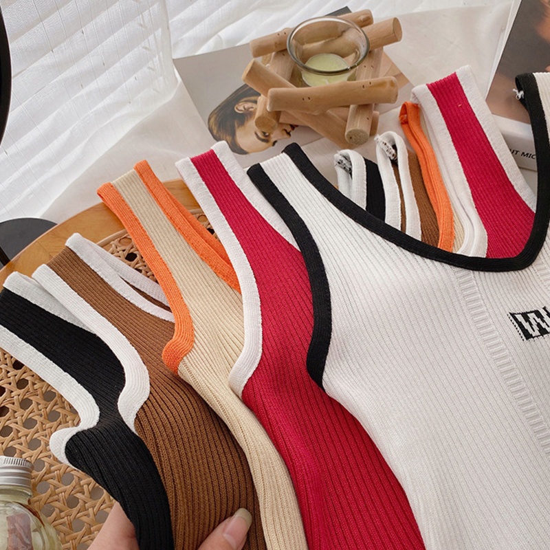 Áo Crop Top Dệt Kim Sát Nách Phong Cách Thể Thao Thời Trang Quyến Rũ Cho Nữ