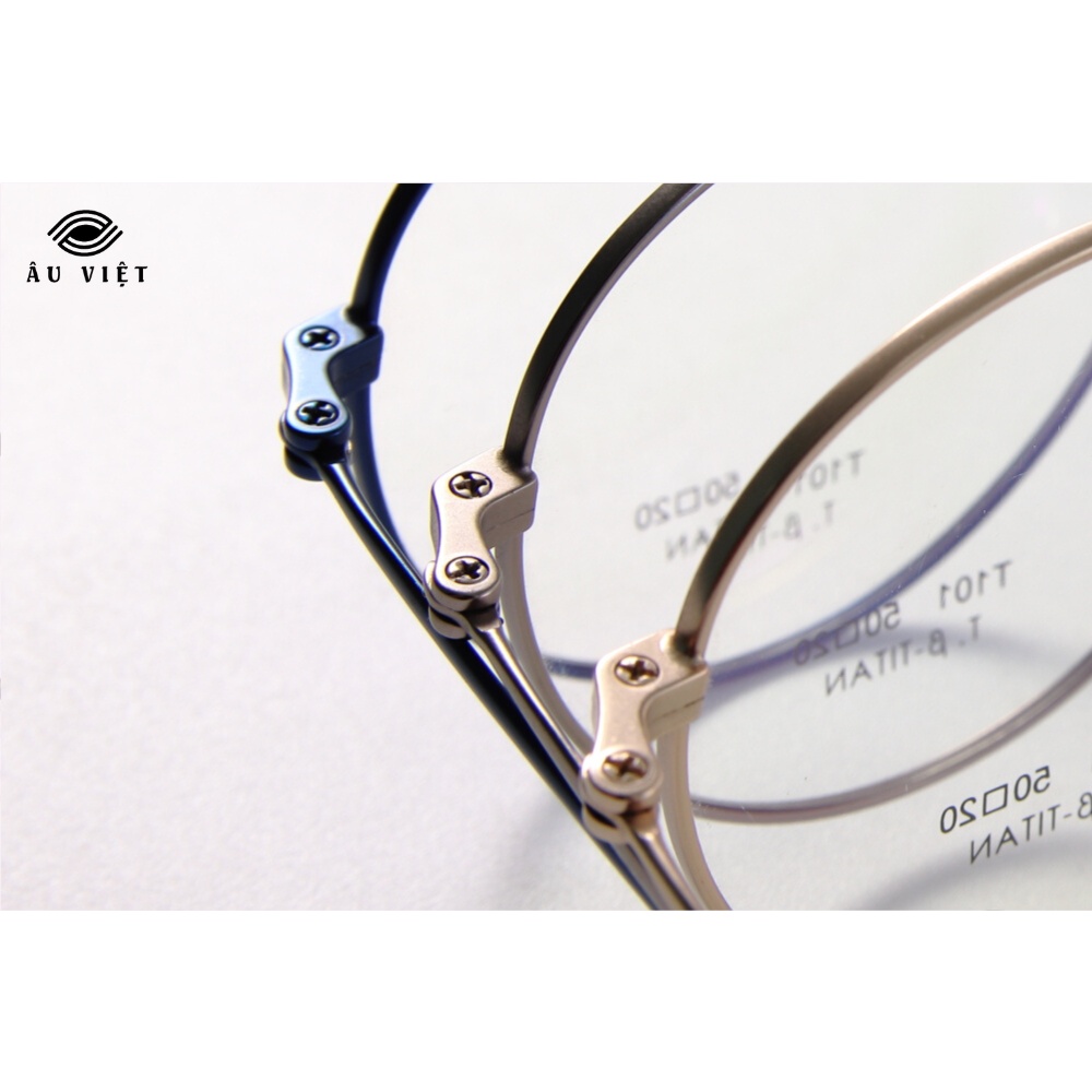 Gọng kính kim loại titanium nam nữ unisex dáng tròn Sonata T-101 màu vàng/bạc/xanh đen Full box