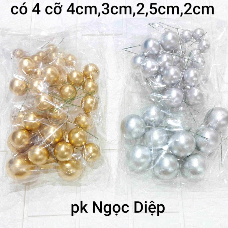 Set bi xốp màu bạc trang trí bánh kem