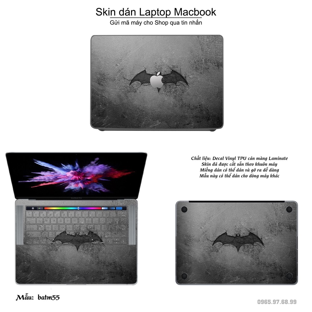 Skin dán Macbook mẫu người dơi (đã cắt sẵn, inbox mã máy cho shop)