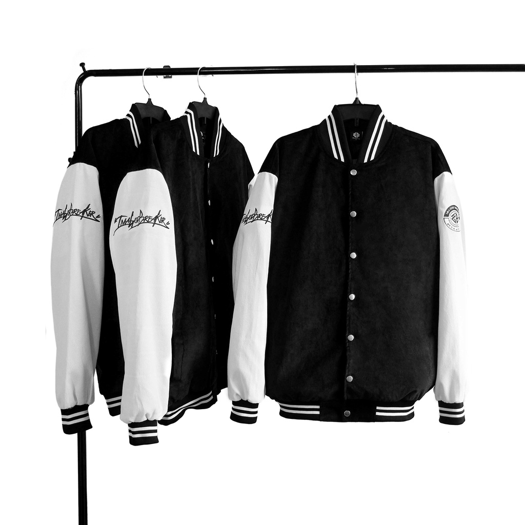 Áo Khoác Bomber Unisex Black White Varsity local brand iMA God Breaker (iGB)