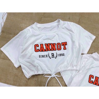 [HÌNH_THẬT_CUỐI] Áo croptop CANNOT rút dây bo eo