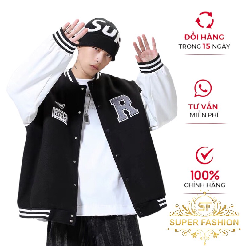 Áo Khoác Bomber Unisex Form Rộng Vải Dạ Dày 2 Lớp Phối Tay Kaki Cao Cấp Hot Teen