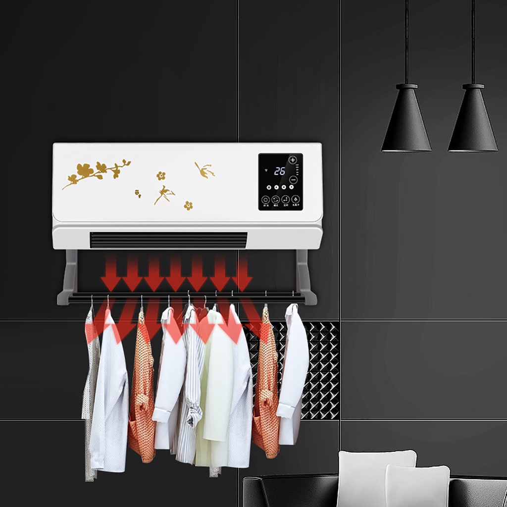 Máy sưởi tường 2in1 2000w máy điều hòa không khí quạt sưởi cho gia đình phòng mùa đông phòng tắm quần áo điều khiển từ xa khô điều hòa không khí