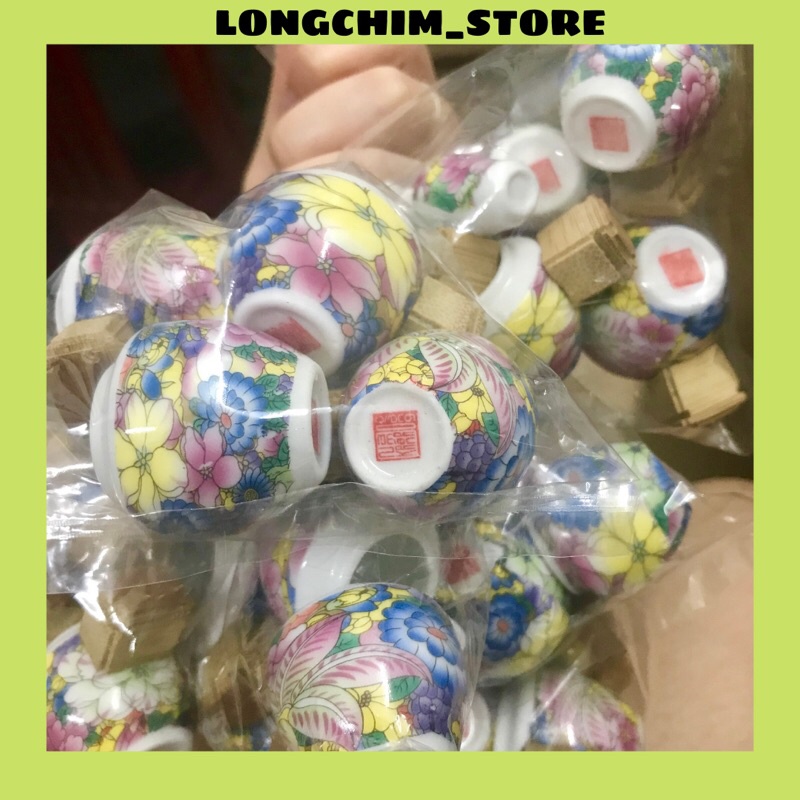 Cóng chim khuyên chất liệu gốm sứ bách hoa nhiều màu sắc tai tàu LONGCHIM