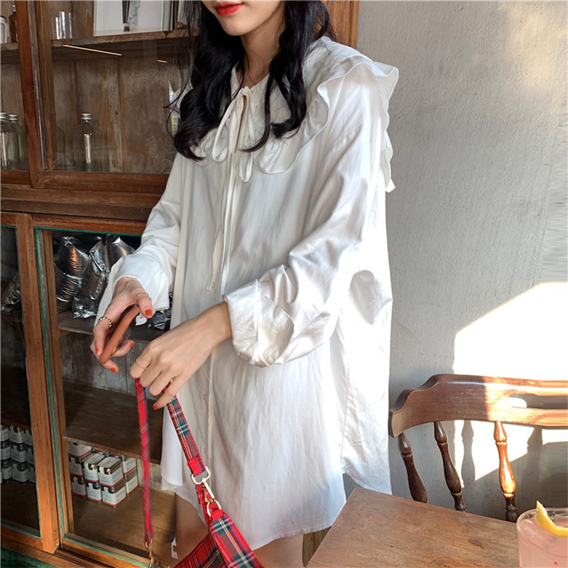 Đầm Ngắn Vonda Thời Trang Nữ Hàn Quốc Dài Tay Màu Trơn Cột Dây Xếp Nếp | BigBuy360 - bigbuy360.vn