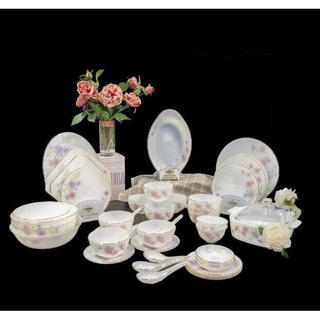 Set bàn ăn 20 món thuỷ tinh ngọc cao cấp USA Home Set (sứ Mỹ) nhập khẩu chính hãng, an toàn cho sức khoẻ_Kokiahome