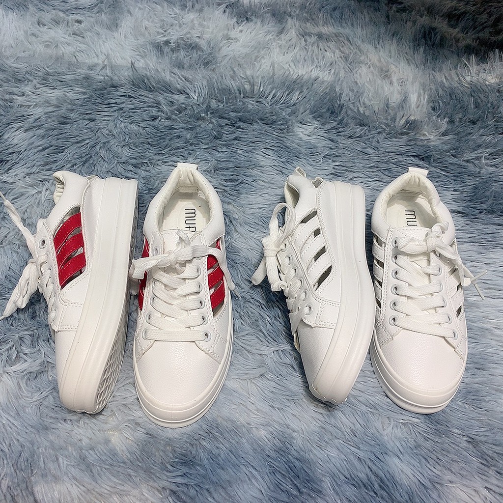 Giày thể thao nữ trắng sneaker trắng đế bánh mỳ hở gót 2X09