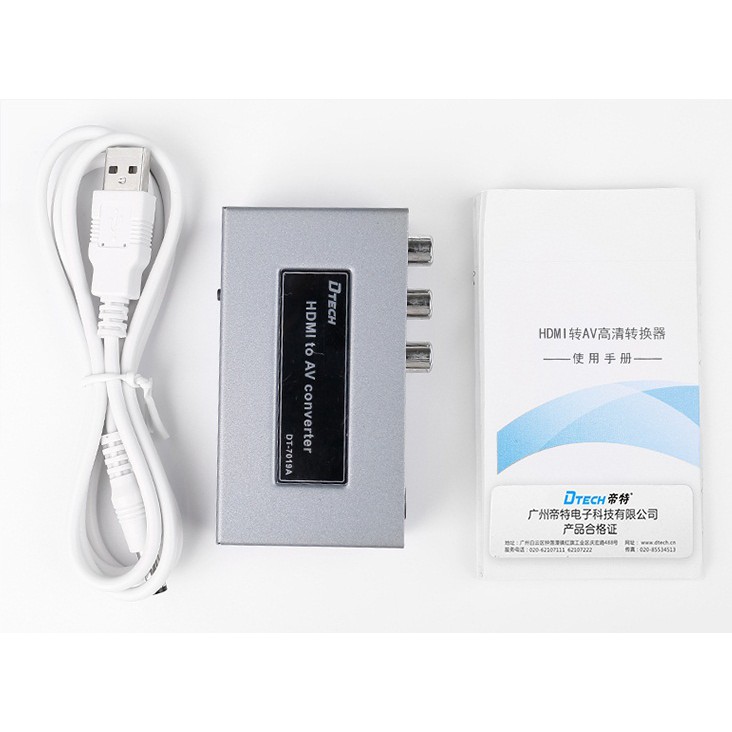 MULTI HDMI -&gt; AV + AUDIO DTECH DT 7019A, BỘ CHUYỂN TÍN HIỆU TỪ HDMI SANG AV CÓ ÂM THANH DTECH DT 7019A