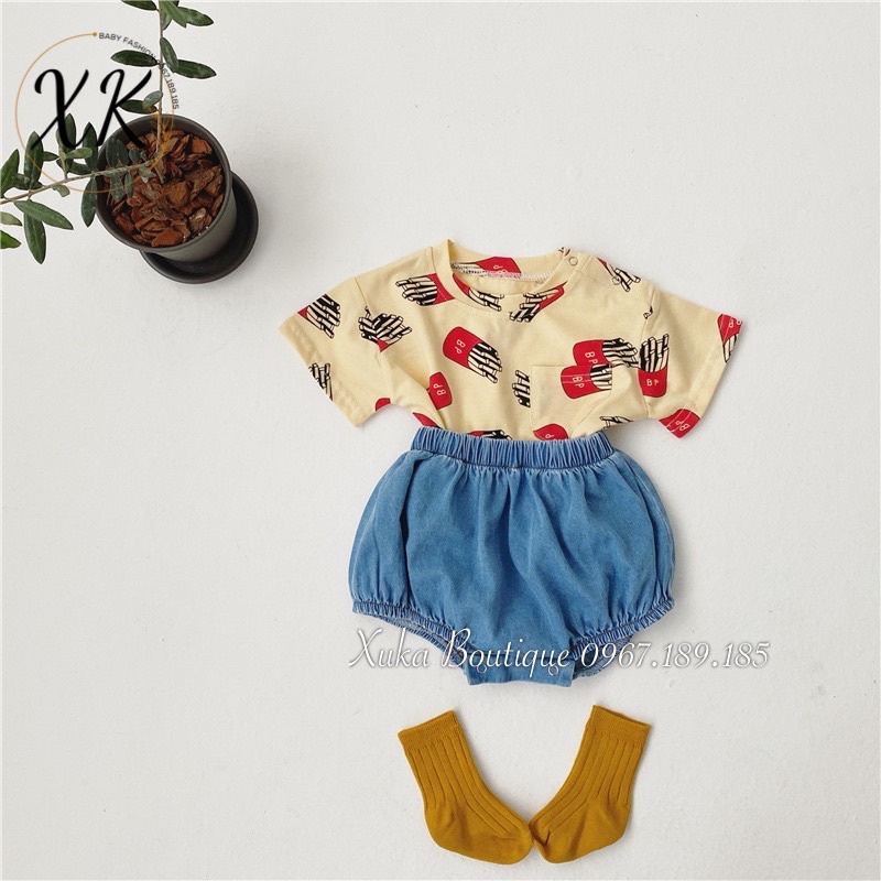 Bộ Quần Áo Cộc Tay Bé Trai Bé Gái Xuka Boutique Set Quần Áo Trẻ Em Đáng Yêu Quảng Châu Cao Cấp