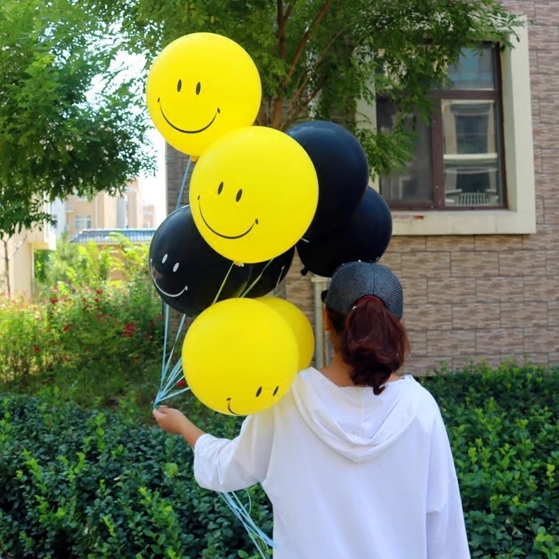 Set 10 Bong Bóng Cao Su Hình Mặt Cười Dễ Thương Trang Trí Tiệc