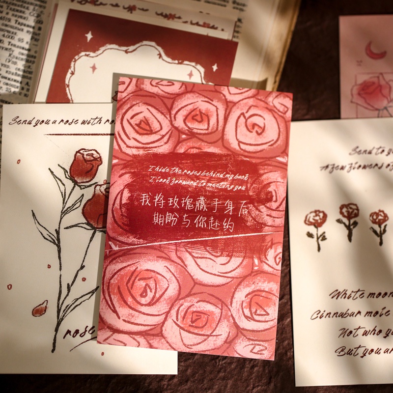 Bộ 30 Tấm Thẻ Bưu Thiếp In Hoa Hồng Kiểu Vintage Lãng Mạn Cho Học Sinh