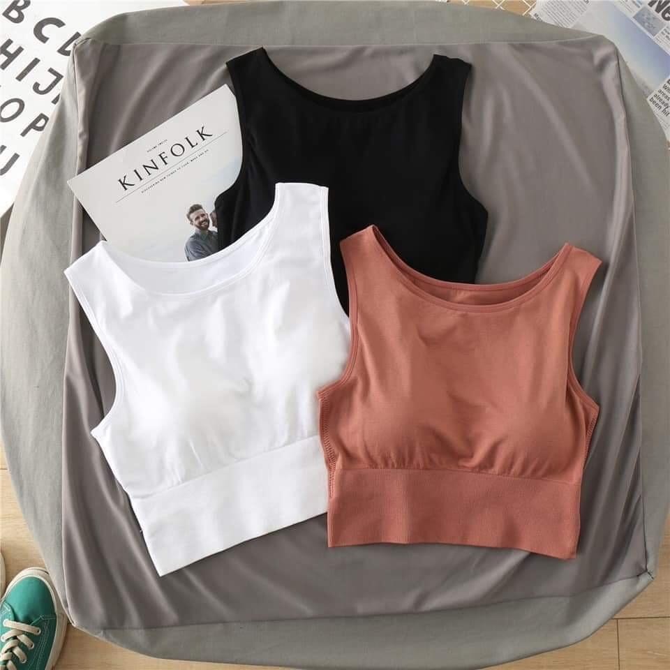Áo ba lỗ Croptop nữ, chất vải cotton dư xịn đẹp, có đệm nâng ngực trong áo