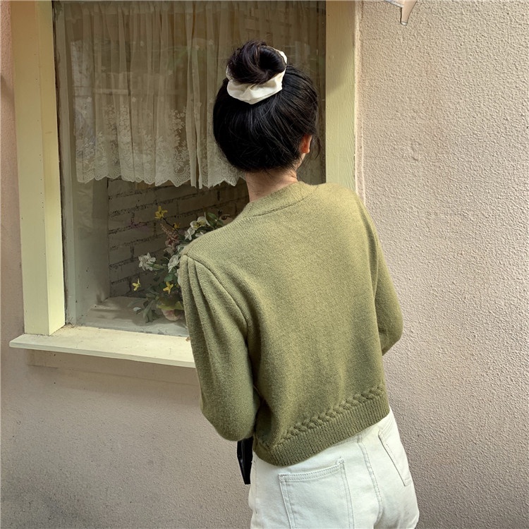 Áo Cardigan Dệt Kim Tay Dài Thêu Họa Tiết Phong Cách Hàn Quốc Dễ Phối Đồ