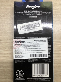 Cáp dẹt Micro USB Energizer 1.2m