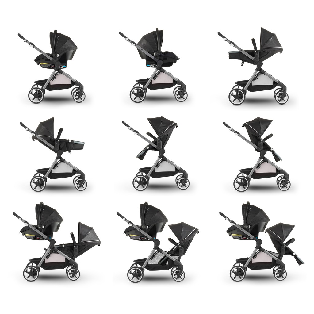 Bộ xe đẩy đôi xe đẩy nôi xách 3-in-1 Evenflo Gold Pivot Xpand Travel System