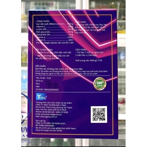 VIÊN UỐNG BỔ MẮT LUZ  Giúp sáng mắt, tăng cường thị lục, cải thiện thị lực, giảm mỏi mắt, khô mắt,  Hộp 30 viên